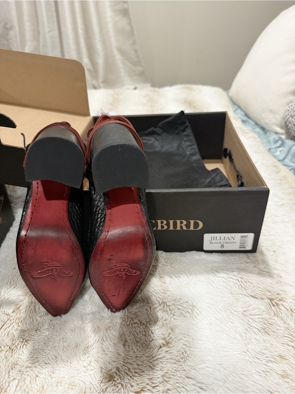 Freebird by Steven Jillian Black Chocolate Leather Heels Size 8 NIB + Dust Bag - Picture 4 of 5